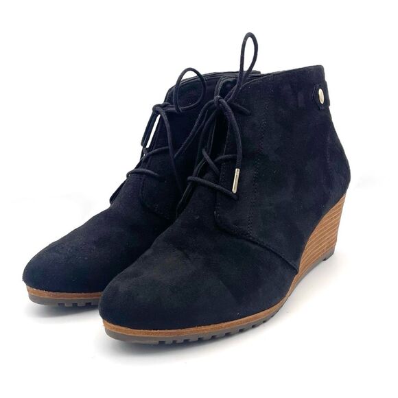 Dr. Scholl's Conquer Wedge Lug Sole Bootie Black Faux Suede Women’s Size 8.5 - Picture 4 of 13